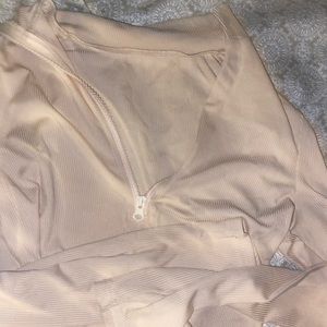 Zip up crop top, size:small, color: cream